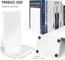 VONDERSO Metal Bookends, 4 Pairs White Metal Book Ends Heavy Duty for Shelves Decor Home Office, Unique White Bookends Supports Anti-Slip for Kids by CozyNest Decor