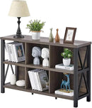 FATORRI Rustic 6 Cube Storage Organizer with Shelf, Wood and Metal Cubby Bookcase, Industrial Horizontal Bookshelf for Living Room, Home Office (Walnut Brown, 47 Inch) by CozyNest Decor