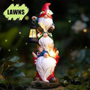 Garden Gnome Statue with Solar Lights Garden Sculptures Funny Triple Gnome Outdoor Patio Lawn Yard Balcony Garden Home Decor Birthday Gifts for Women Mom Grandma 12 in Fall Gnome by CozyNest Decor