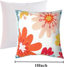 Embroidered Decorative Throw Pillow Cover, 18"x18" Set of 2, Farmhouse Pillowcase Pink Red Flower Knit Pattern Cotton Canvas Cushion Case Square Floral Pillow Case for Sofa Couch Bed Living Room… by CozyNest Decor