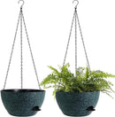 12 Inch Hanging Baskets 2 PC with Chains, Self-Watering Hanging Planters for Indoor Outdoor Plants, Plastic Hanging Flower Pots, Black with Green Speckles by CozyNest Decor