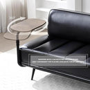 Sofa,Bed Bench,Small Spaces Furniture,Polyurethane Leather,Wood Frame,High Density Sponge Infillings,360-Degree Swivel Tray,Black Metal Leg (Black) by CozyNest Decor