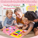Qizfun Busy Board Book Montessori Toys for 1 2 3 4 Year Old, Girl Birthday Gifts, Educational Sensory Learning Toy for Toddlers 1-3, Car Airplane Travel Activities Toys for Kids Ages 2-4 Year Old by TinyTreasures Baby Boutique
