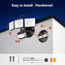 OREiN 3500LM/26W Flood Lights Outdoor, 240°/40FT Big Motion Sensor Outdoor Lights Dusk to Dawn Security Lights IP65 Waterproof 3 Modes for Outside 3500SQ.FT Front Door, Garage, Black (Hardwired) by GreenHaven Gardens