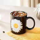 12Oz Daisy Black Ceramic Mug, Mug for Daily Coffee and Tea, Lead-free, Microwave and Dishwasher Safe Coffee Mug, Perfect gifts for women and men by CozyNest Decor