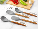 Zulay Kitchen Utensils Set Non-Stick Silicone Cooking Utensils Set with Authentic Acacia Wood Handles - 8 Piece Set - Silicone Kitchen Utensils Set with 464°F Heat Resistance - Gray by CozyNest Decor