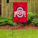College Flags & Banners Co. Ohio State Buckeyes Red Garden Banner Flag with Flag Pole Stand Set by GreenHaven Gardens