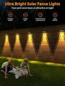 Solar Fence Lights,Warm White & Cold White & Mixed Color 3 Modes Bright Lens LED Dusk to Dawn Deck Light, Outdoor Waterproof,Solar Outdoor Lights for Backyard/Railing/Wall (12Pack) by GreenHaven Gardens