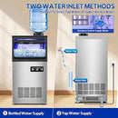 Commercial Ice Maker Machine, 110Lbs/24H, 30Lbs Storage, 36Pcs Clear Ice Cubes in 10-15Mins, Stainless Steel Under Counter or Freestanding Ice Machine - 2 Water Inlet Modes, for Home Party Office by CozyNest Decor