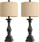 BOBOMOMO 27" Farmhouse Table Lamp Set of 2 with USB A+C for Bedroom Living Room Vintage Rustic Traditional Nightstand Bedside Lamps Retro Side Table Lamps (Black) by CozyNest Decor