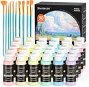 Shuttle Art 40 Pack Pastel Acrylic Paint Set, 30 Colors, 60ml/2oz Bottles, High Viscosity, Water-proof With 10 Paint Brushes for Painting &Crafting on Canvas, Rock, Ceramic, Fabric, Clay by TinyTreasures Baby Boutique