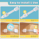 4our Kiddies Child Safety Cabinet Locks for Babies (6 Pack), Child Proof Latches for Cabinets and Drawers Doors, Baby Proofing Cabinet Strap Locks for Cupboard and Closet with 6 Pcs Extra 3M Adhesives by TinyTreasures Baby Boutique