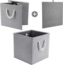Robuy Cube Storage Bins,Grey Fabric Foldable Storage Bins,Set of 3 Stroage Boxes with Cotton Rope Handles for Organizer Home,Office, Nursery 13x13x13 inch by TinyTreasures Baby Boutique
