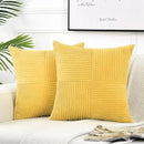 Fancy Homi 2 Packs Yellow Euro Decorative Throw Pillow Covers 26x26 Inch for Couch Bed Sofa, Rustic Farmhouse Boho Home Decor, Soft Corss Corduroy Patchwork Textured Square Cushion Case 66x66 cm by CozyNest Decor