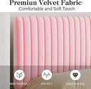 Twin Size Bed Frame, Velvet Upholstered Platform Bed with Vertical Channel Tufted Headboard and Footboard, No Box Spring Required, Easy Assembly, Pink by CozyNest Decor