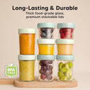 KeaBabies 4pk 8oz & 4pk 4oz Glass Baby Food Containers with Lids - Leak-Proof, Microwavable Small Glass Jars, Baby Purees & Toddler Snack Storage Containers, BPA-Free, Dishwasher & Freezer Safe(Sage) by TinyTreasures Baby Boutique