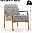 Linen Accent Chair Set of 2, Mid Century Modern Chair for Living Room, Upholstered Comfy Lounge Armchair with Solid Wood Frame, Reading Side Chair for Bedroom,105°Ergonomic Comfort, Grey by CozyNest Decor