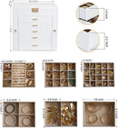 BOOVO Jewelry Box For women, 6 Layer Large Jewelry Organizer With Mirror, Multi-Function Storage Box With Lock, Necklace Holder With 5 Drawers, For Earrings Necklace Bracelet (White and Gold) by TinyTreasures Baby Boutique