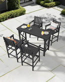 5-Piece HDPE Patio Bar Set, Rectangular Bar Height Table and 4 Adirondack Bar Chairs, All Weather Outdoor Bar Stools Set, Outdoor Bar Table and Chairs Set for Balcony, Pool, Porch, Obsidian by GreenHaven Gardens