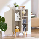 5 Cube Small Bookshelf,3 Tier Mid-Century Modern Bookcase with Legs,Wood Bookshelves Storage Organizer Shelf,Free Standing Narrow Book Shelves,Rustic Grey Corner Bookcases for Bedroom,Living Room by CozyNest Decor