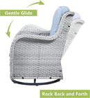 Outdoor Patio Swivel Rocker Chairs - 3 Piece Patio Bistro Set,Wicker Patio Furniture Set with 2 Swivel Rocking Chairs and 1 Glass Top Side Table for Deck Porch Garden,Light Grey/SkyBlue by GreenHaven Gardens