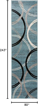 Rugshop Modern Wavy Circles Design Runner Rug 2'7" x 8' Blue by TinyTreasures Baby Boutique