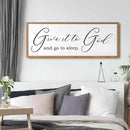 Give It To God And Go To Sleep Sign Wall Decor 40x15 Inch Large Farmhouse Master Bedroom Above Bed Hanging Wall Art Rustic Guest Room Wood Framed Over Bed Wall Decoration (Wood White) by CozyNest Decor