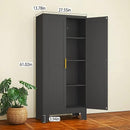 Black Metal Storage Cabinet, 61" Steel Cabinets for Home Office, Kitchen Pantry Storage Cabinet with Doors and 3 Adjustable Shelves, Metal Tool Cabinet, for Office, Home, Garage, School by CozyNest Decor