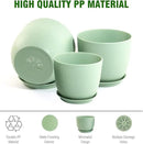 12/10/9 Large Modern Plant Pots, Plastic Planters with Drainage Holes and Saucers for Indoor Outdoor Plants Flowers, Green by GreenHaven Gardens