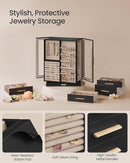 SONGMICS Jewelry Box 360° Rotating, Jewelry Storage Case with 7 Drawers, Jewelry Organizer, Glass Window, Spacious, Vertical Jewelry Storage, Open Design, Great Gift, Ink Black UJBC201B01 by TinyTreasures Baby Boutique