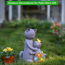 Solar Garden Statues Loving Cat Figurine Lights for Outside, Yard Decorations Outdoor, Garden Decor Unique Mothers Day Birthday Housewarming Gifts for Mom, Women by CozyNest Decor