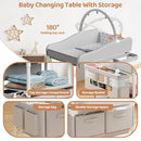 Baby Changing Table, Versatile Folding Changing Table with 2 Drawers, Portable Baby Diaper Changing Station with Toy Holder, Adjustable Height Mobile Nursery Diaper for Infant and Newborn by TinyTreasures Baby Boutique