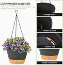 QCQHDU 2 Pack Hanging Planters for Indoor Outdoor Plants, 10 Inch Hanging Baskets Flower Pots with Reservoir Tray & Visible Water-Level by GreenHaven Gardens