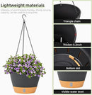 QCQHDU 2 Pack Hanging Planters for Indoor Outdoor Plants, 10 Inch Hanging Baskets Flower Pots with Reservoir Tray & Visible Water-Level by CozyNest Decor
