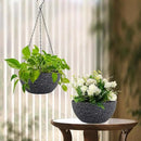 12 inch Large Hanging Planters for Indoor Outdoor Plants, 2 Pack Hanging Flower Pots with Drainage Holes and Chain for Garden Porch, Plastic Hanging Baskets for House Plants, Speckled Black by CozyNest Decor