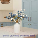 Faux Dusty Blue Flowers, Blue and White Floral Stems for Centerpieces, Fake Mums Artificial Flowers, Flores Azules Artificiales para Decoracion, Long Stems for Vases, DIY Silk Floral Arrangements by CozyNest Decor