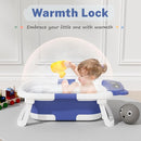 AVIDOR Baby Bathtub,Collapsible Bathtub for Newborn to Toddler,Durable Essential Infant Bath Tub,Portable Travel Baby Bathtub with Soft Cushion,No-Slip Hanging and Detachable Bathtub(Navy Blue) by TinyTreasures Baby Boutique