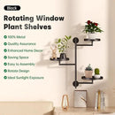 WIndow Rotating Plant Stand Shelf Indoor Black Metal Floating Shelves 3-Tier Wall Mount Plant Holders for Living Room Wall Planter Modern Home Decor for Gardening by GreenHaven Gardens