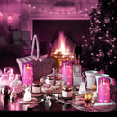 NURADA 3"x6"Flickering Flameless Candles: Built-in Star String Lights 3D Wick Battery Operated LED Pillar Candles with Remote and Timer for Table Wedding Centerpieces Party - 2 Pack Purple by CozyNest Decor