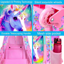 gxtvo Girls Rolling Backpack, Cute Unicorn Roller Wheels Kids Bookbag - Wheeled Elementary School Bag - 3PCS Unicorn by TinyTreasures Baby Boutique