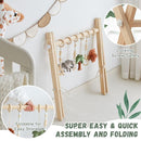 Razee Wooden Baby Play Gym Activity Mat, Leaf Shaped Play Mat Baby Gym with 6 Hanging Sensory Toys Foldable Baby Gym Newborn Infant Baby Use by TinyTreasures Baby Boutique