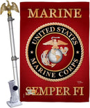 Breeze Decor HS108057-BO-02 Marine Corps Americana Military Decorative Vertical Set, House Flag 28" x 40", Thick Fabric by GreenHaven Gardens