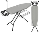 Yaheetech Ironing Board, Compact Iron Board with Cord Holder, Steam Iron Rest and Bottom Storage Tray, 9 Adjustable Heights & 3 Layer Cover, Folding Heavy Duty Ironing Board 52X14, Gray by CozyNest Decor