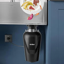 KRAUS WasteGuard 3/4 HP Ultra-Quiet Garbage Disposal with Quick Connect, Kitchen Sink Drain Cover, Power Cord and Flange Included, KWD100-75MBL by CozyNest Decor