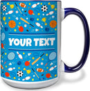 Personalized Mug for Kids - Sports - Custom Name/Text, Ceramic Hot Chocolate/Cocoa/Coffee Cup for Boys/Girls, Birthday/Christmas/Holiday Gift - 15 oz, Navy Blue Handle by TinyTreasures Baby Boutique