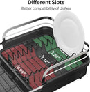 Dish Drying Rack, Expandable Dish Rack for Kitchen Counter, Stainless Steel Dish Drainer with Drainboard Set and Utensil Holder (Black) by CozyNest Decor