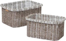 La Jolie Maison Blended Fabric Storage Baskets Set of 2, Rectangle Knitted Baskets for Organizing, Boho Decorative Baskets, Unique Design, Durable Finish, Mocha by CozyNest Decor