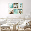 Laywhq Coastal Beach Wall Art Summer Ocean Surf Tropical Canvas Wall Decor Summer Nautical Palm Tree Turtle Surfboard Bus Room Paintings Prints Posters for Bedroom Living Room Set of 6 8x10in Unframed by CozyNest Decor