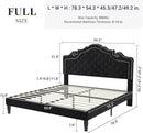 Allewie Full Size Bed Frame with Adjustable Velvet Tiara Headboard, Upholstered Diamond Button Tufted Platform Bed, Wood Slats Support, No Box Spring Needed, Black by CozyNest Decor