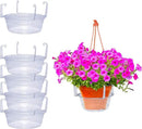 Curtis Wagner Plastics Hanging Basket Drip Pans (5-Pack) | Clear, Round (Diameter = 9" Base, 12" Top, 3.75" Depth) Hanging Plant Tray Saucer with Built-in Hooks & Water Catcher for Indoor & Outdoor by GreenHaven Gardens